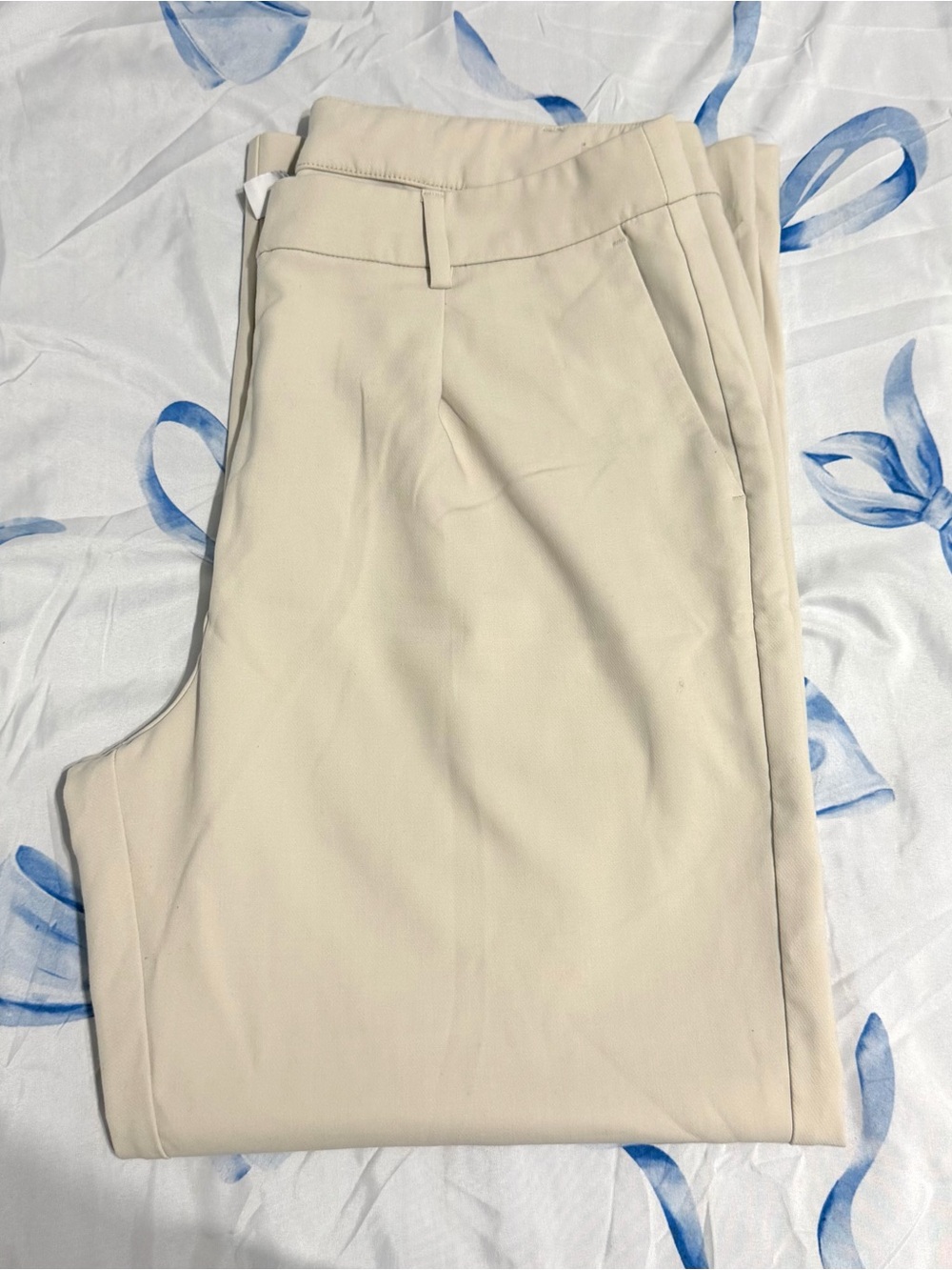 Old Navy Cream Wide-Leg Trousers with High Waist